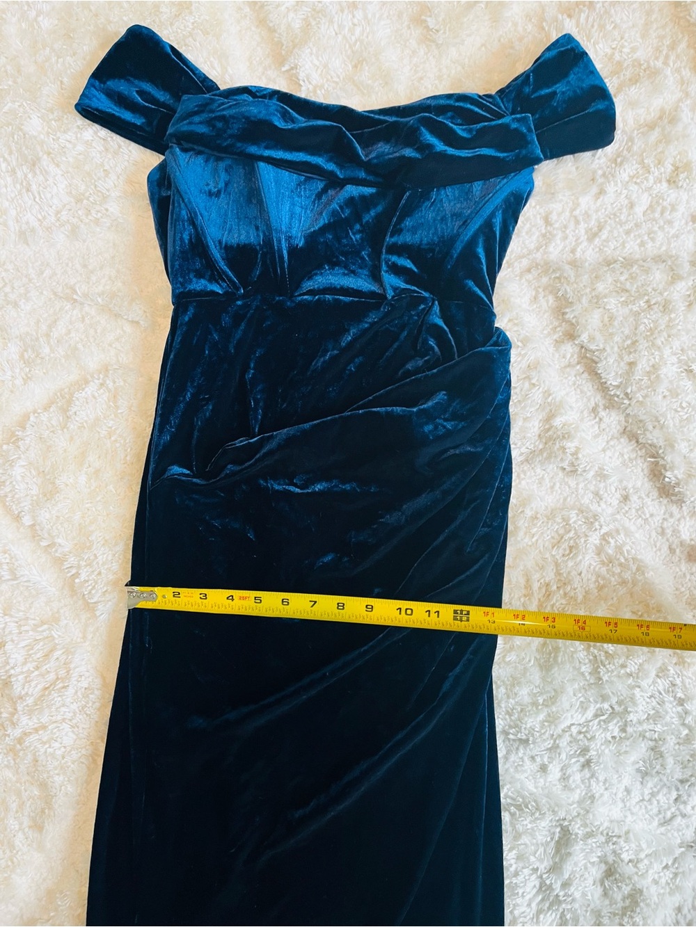 Line & Dot DuJour Gown Blue Velvet Size M - Picture 9 of 13